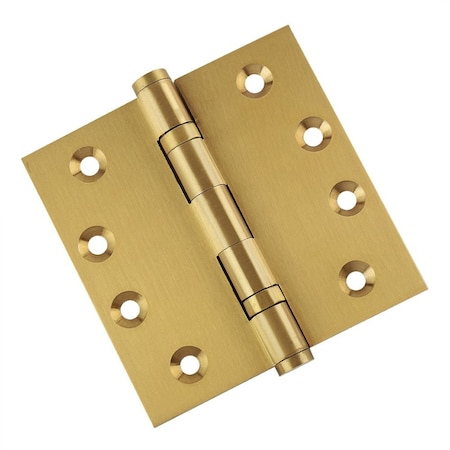 Embassy 4 x 4 Solid Brass Ball Bearing Hinge, Satin Brass Finish with Flat Tips 4040BBUS4F-1